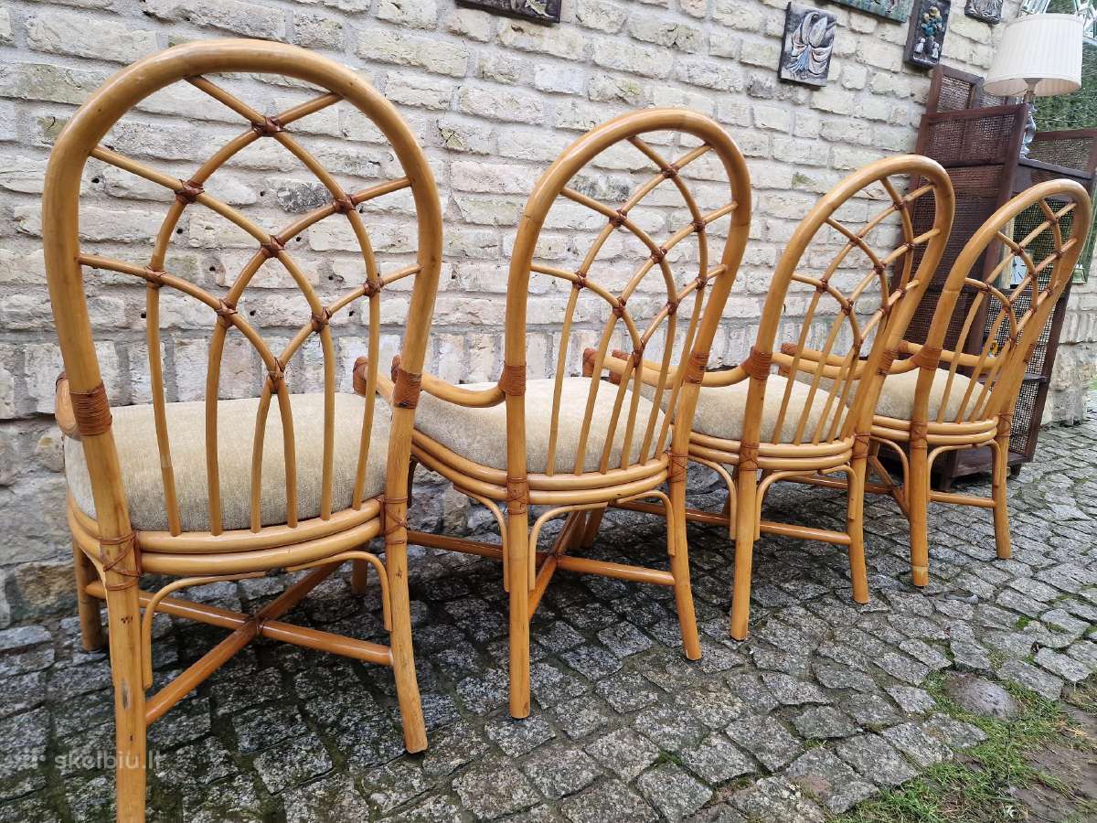 Vintažinės mid century Boho st. ratango kėdės - nuotraukos Nr. 2