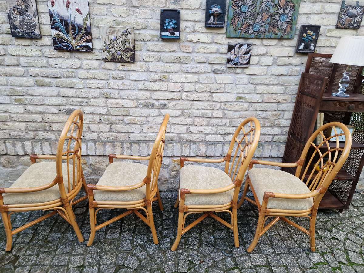 Vintažinės mid century Boho st. ratango kėdės - nuotraukos Nr. 3