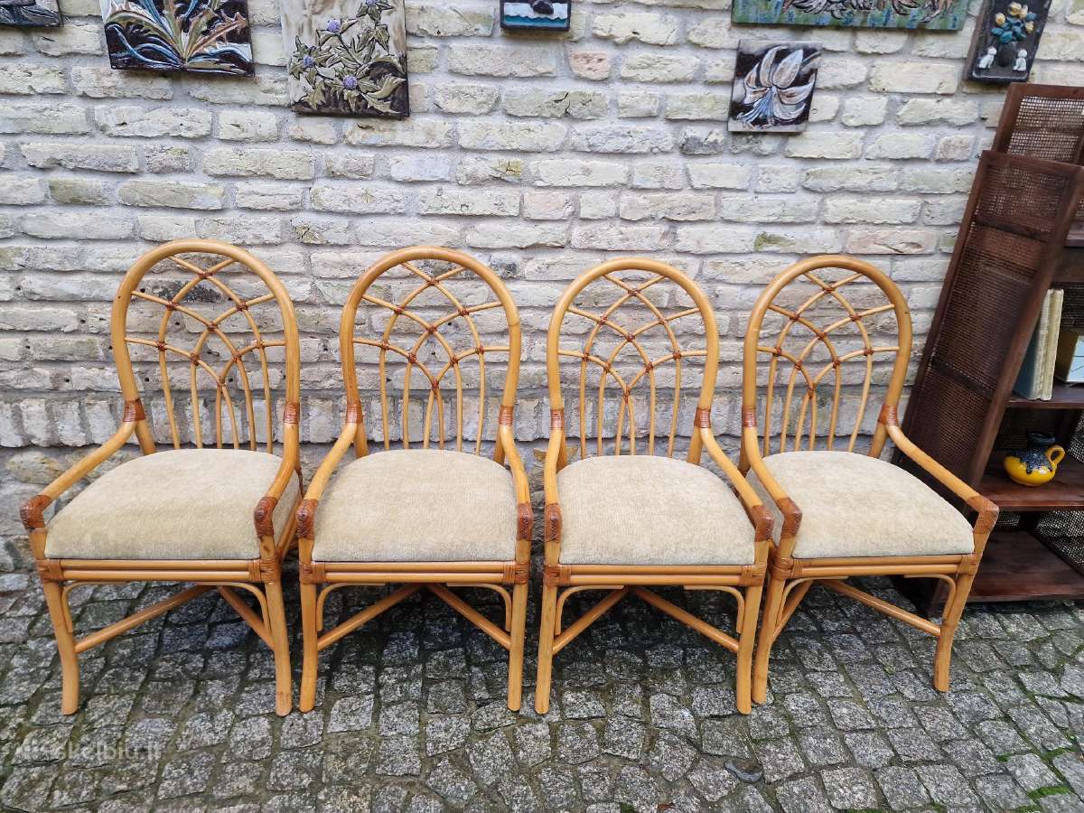 Vintažinės mid century Boho st. ratango kėdės - nuotraukos Nr. 5