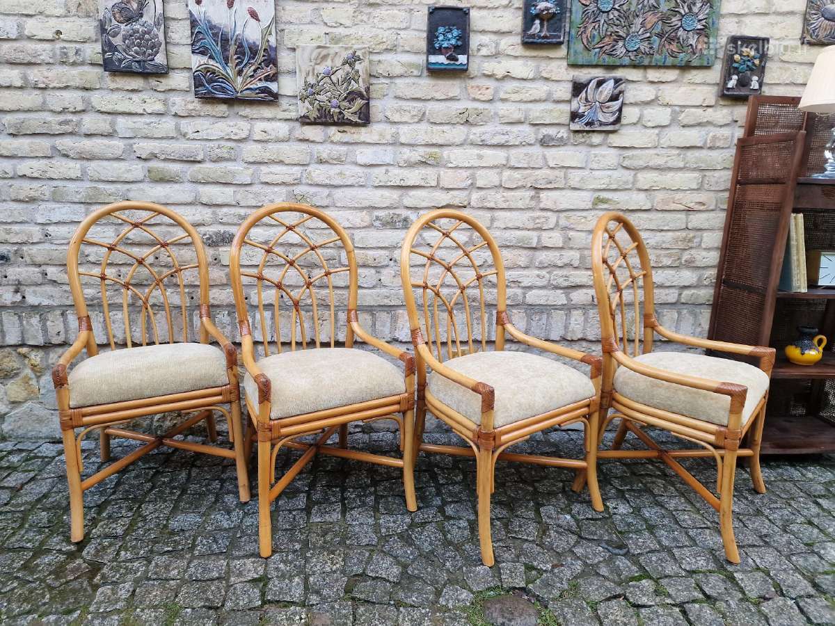 Vintažinės mid century Boho st. ratango kėdės - nuotraukos Nr. 6