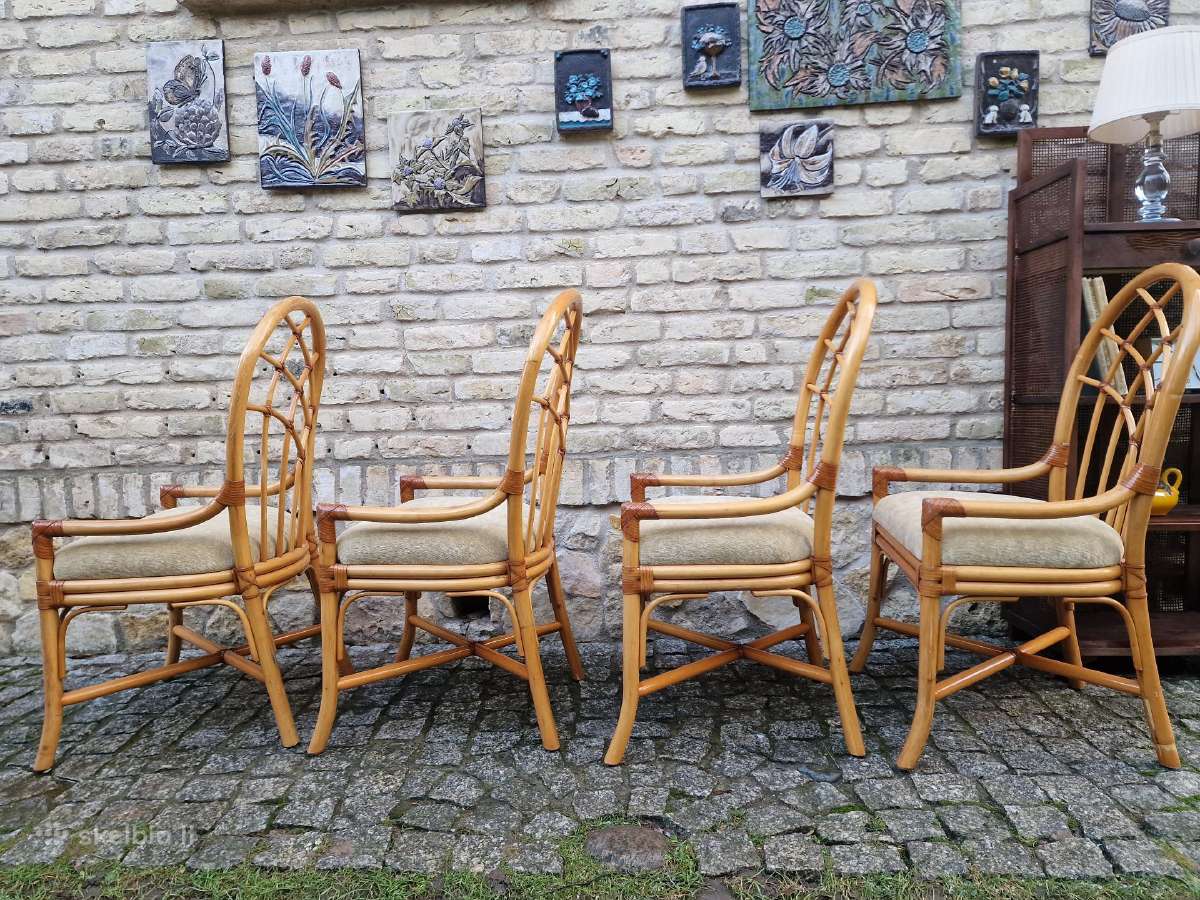 Vintažinės mid century Boho st. ratango kėdės - nuotraukos Nr. 7