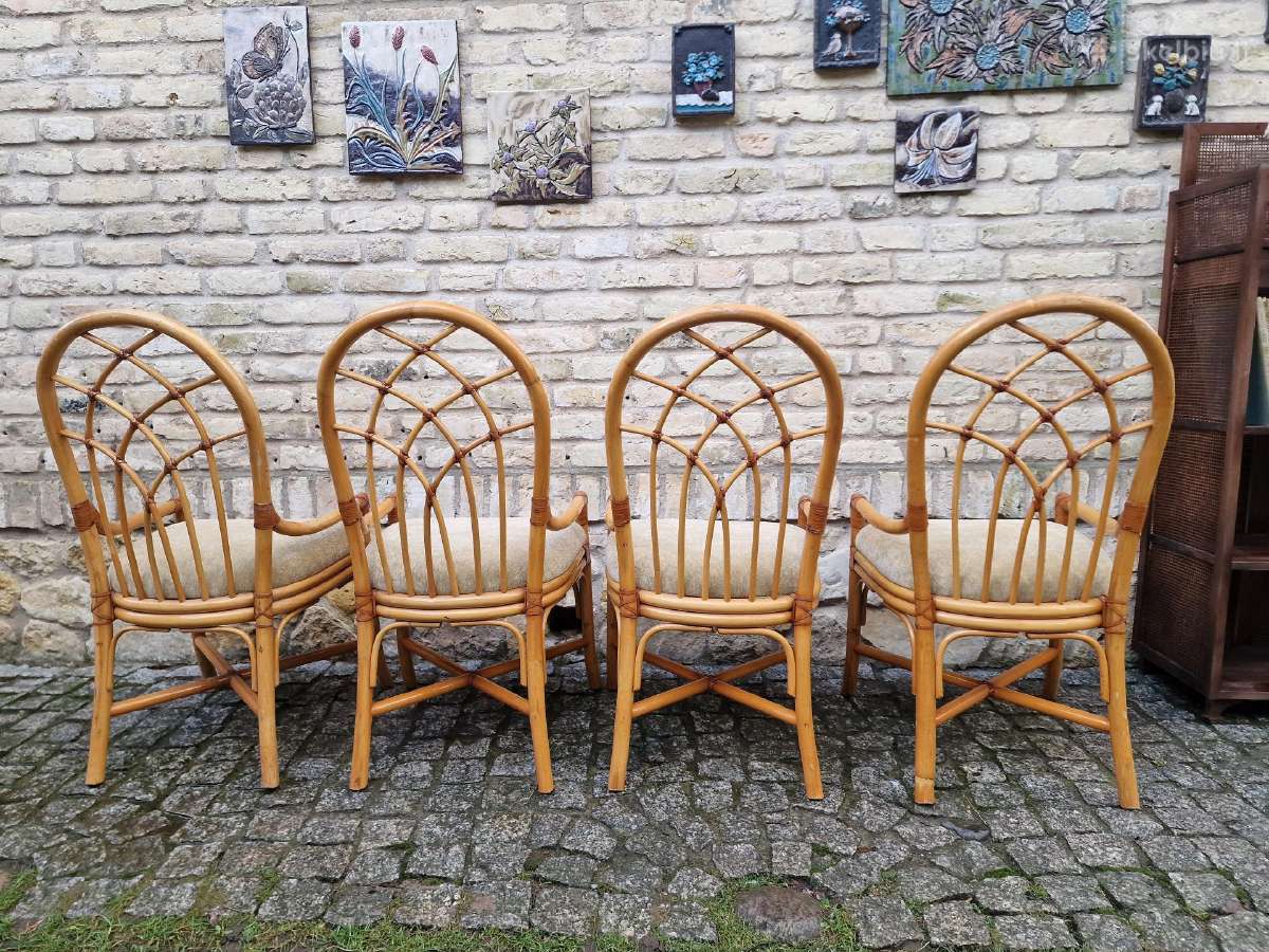 Vintažinės mid century Boho st. ratango kėdės - nuotraukos Nr. 16