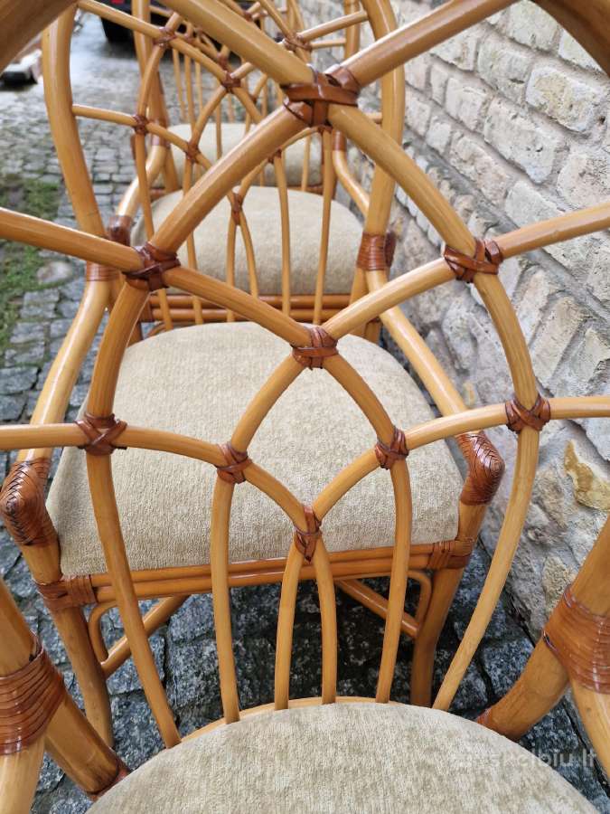 Vintažinės mid century Boho st. ratango kėdės - nuotraukos Nr. 25