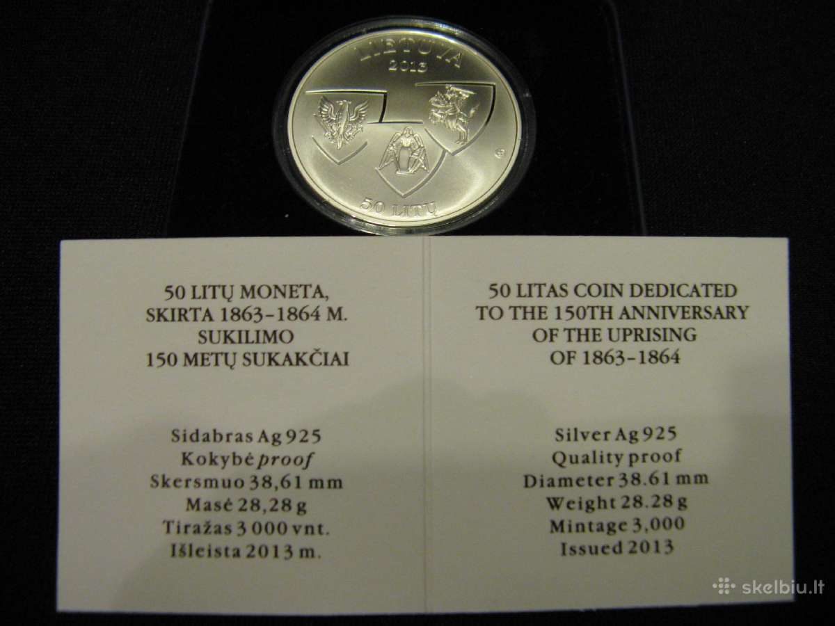 50 litų moneta. 2013 m. Sukilimas (1863-1864) - nuotraukos Nr. 2