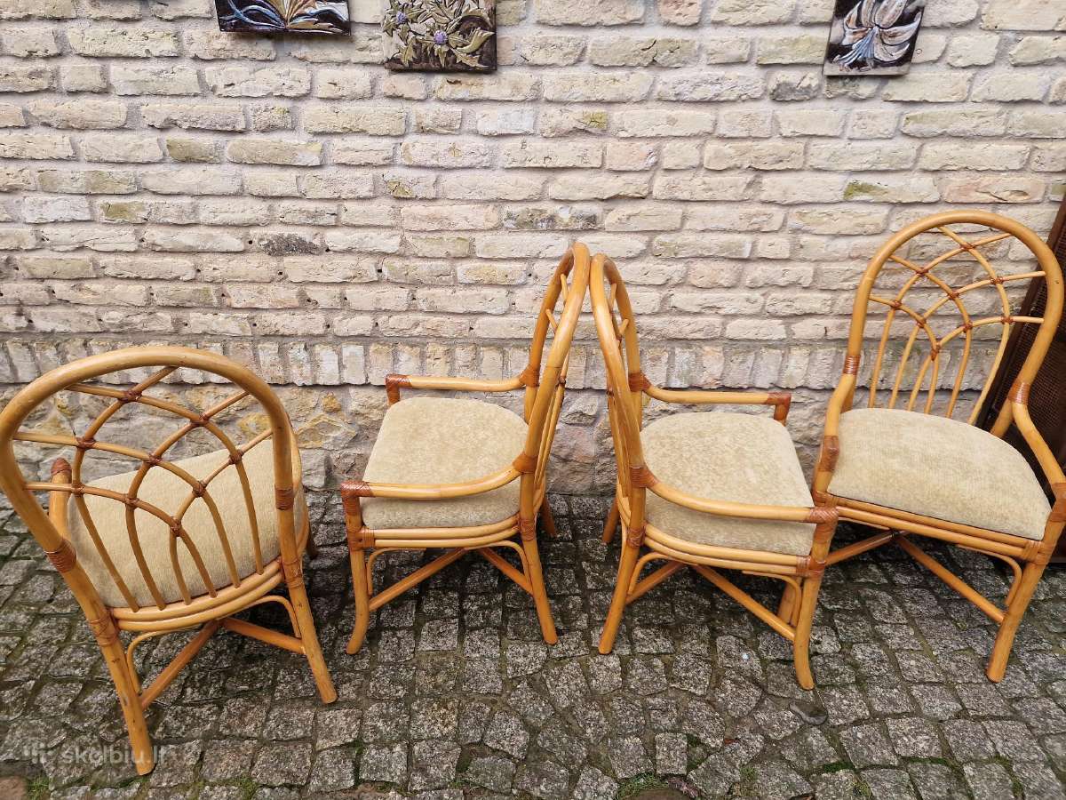 Vintažinės mid century Boho st. ratango kėdės - nuotraukos Nr. 31