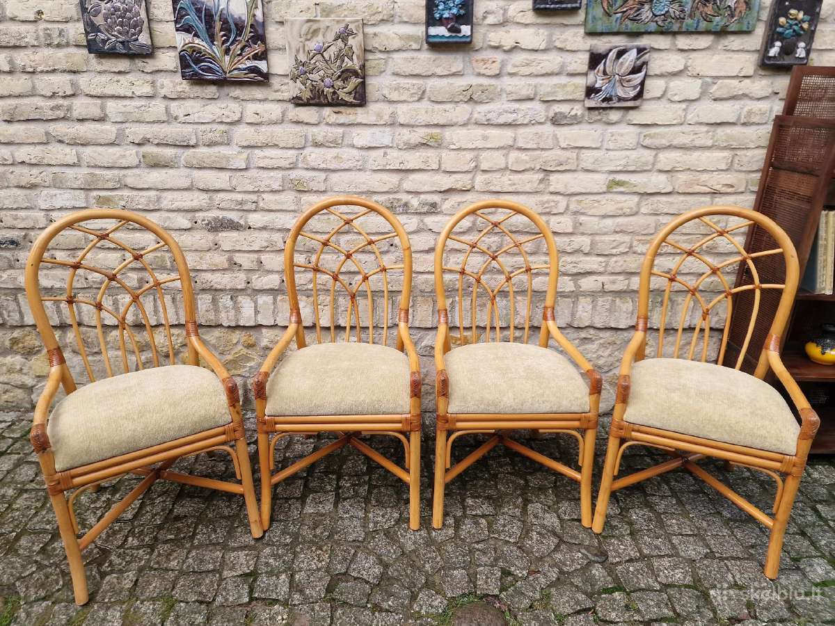Vintažinės mid century Boho st. ratango kėdės - nuotraukos Nr. 36