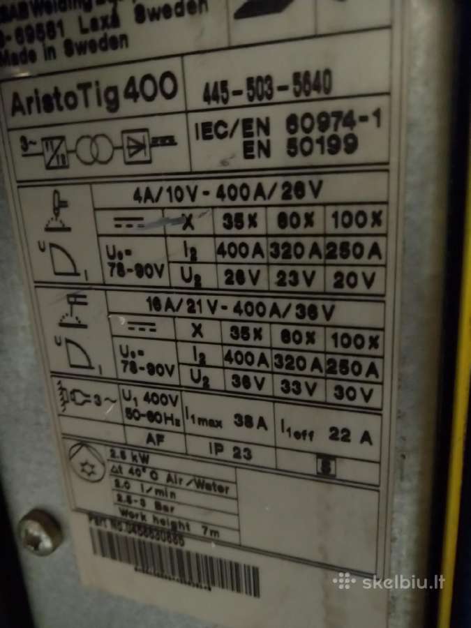 Esab Aristo Tig 4000i T6 - nuotraukos Nr. 5
