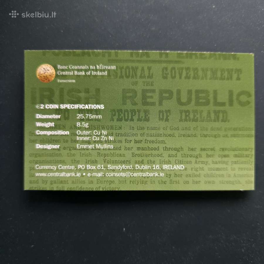Airija 2016m 2eu kortel. Velykų sukilimo 100 metin - nuotraukos Nr. 2