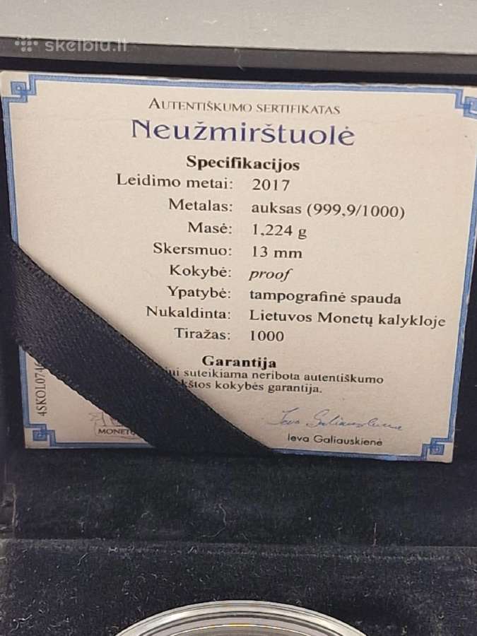 Auksas 999, Neužmirštuolė, tiražas 1 000, Proof - nuotraukos Nr. 5