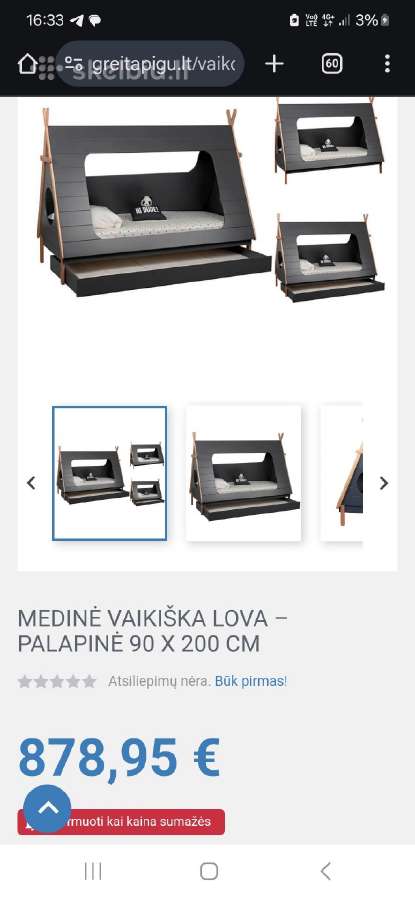 Vaikiška lova palapinė "Bln kids" su daiktadėže - nuotraukos Nr. 9