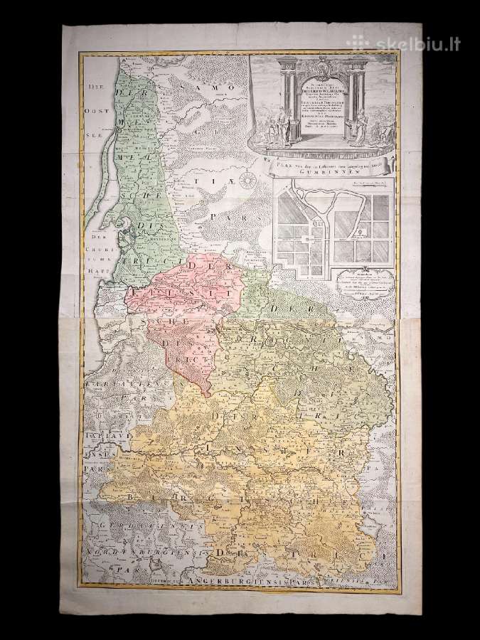 Didelis retas 18 amžiaus Gumbynės žemėlapis 1735 m - nuotraukos Nr. 2