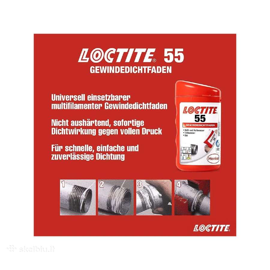 Sandarinimo siulas loctite 55 160 - nuotraukos Nr. 4