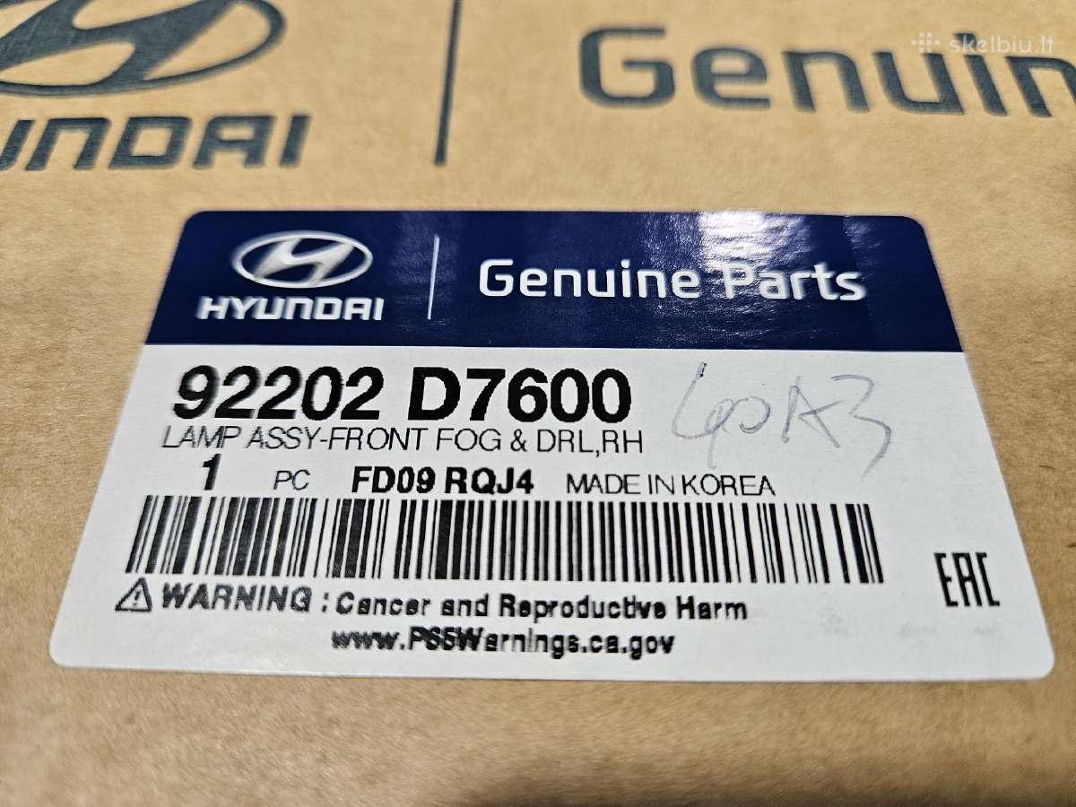 Hyundai Tucson Jm Front fog light Right 92202d7600 - nuotraukos Nr. 7