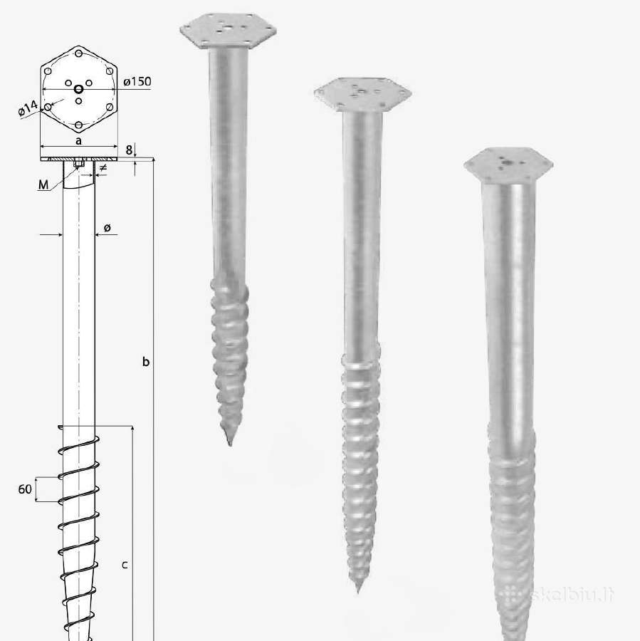 Sraigtiniai poliai D140 Ilgis 2600 mm M Tipo - nuotraukos Nr. 6