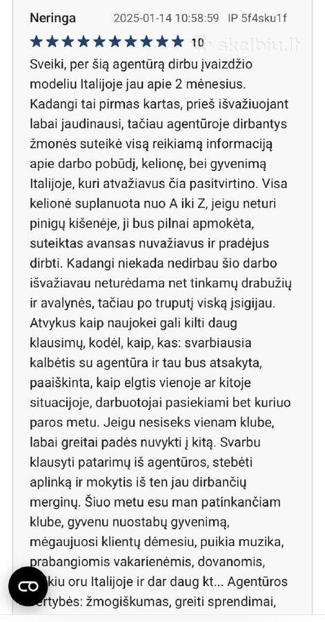 Darbas įvaizdžio merginoms klubuose Italijoje! - nuotraukos Nr. 3