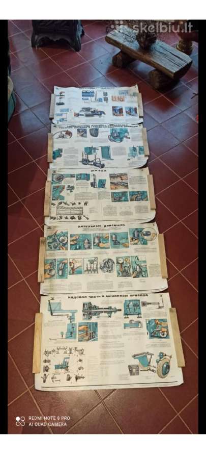 1984 metu automechaniku mokomieji plakatai 5 vnt.