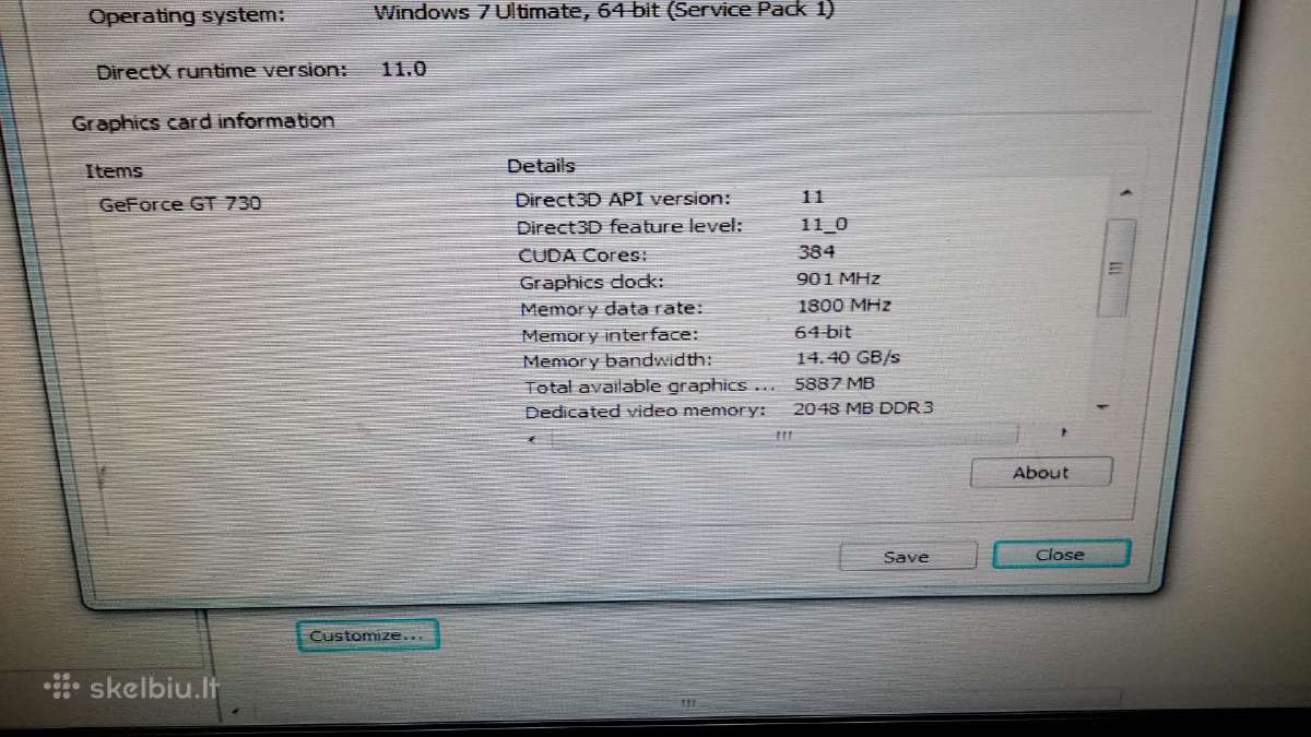 Asus gt730 silent 2gb gddr3 64bit-30eur - nuotraukos Nr. 3