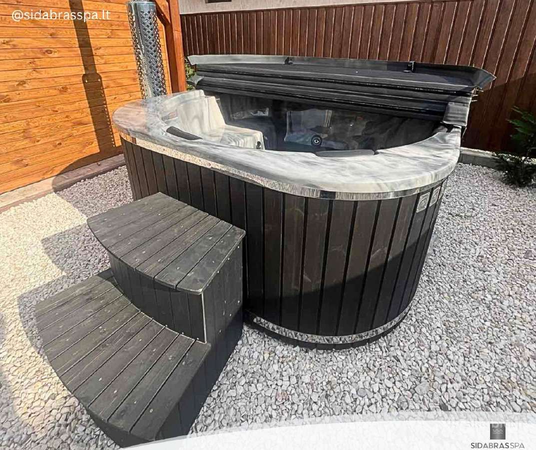 Akrilinis kubilas "Marble" su išorine krosnele - nuotraukos Nr. 6