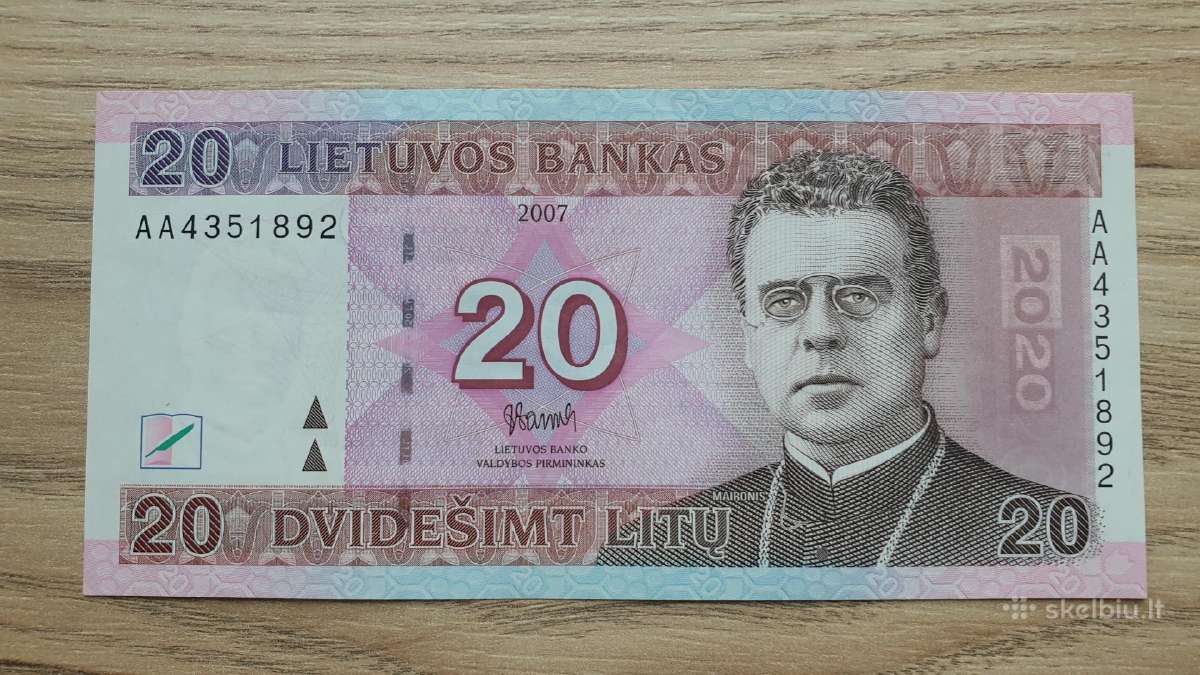 2007 metų 20 litų Aa serija