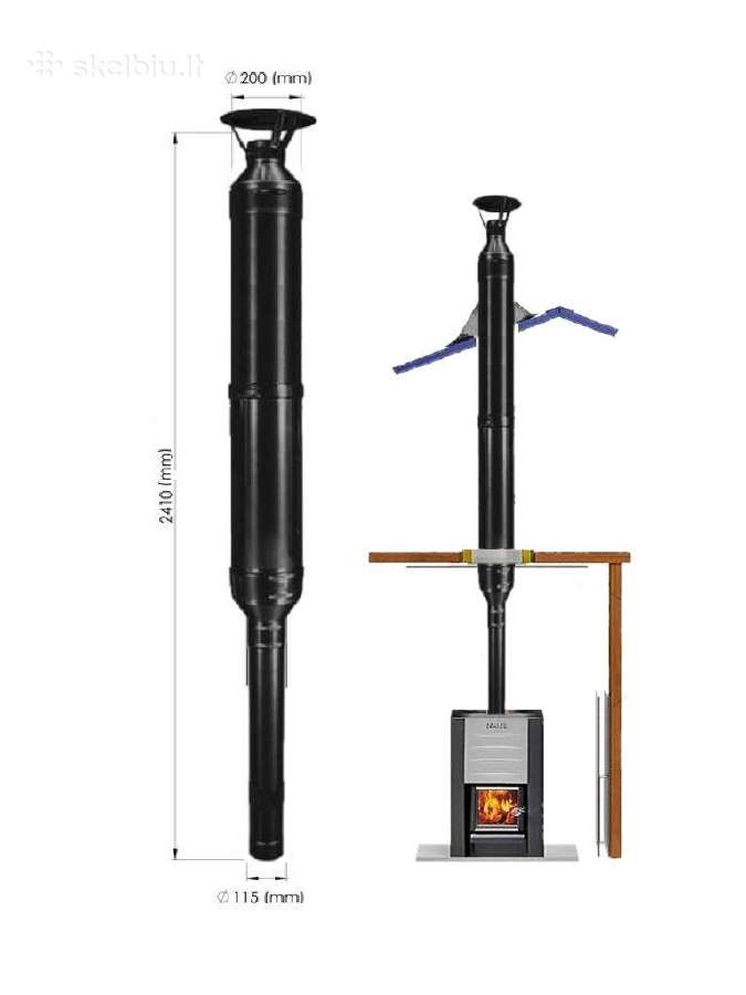 Pirties Kamino Komplektas 2,4m Šiltintas Black