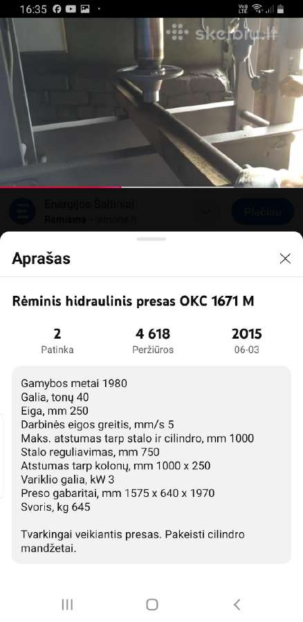 Hidraulinis 40t. presas naud. kalvio su stotele - nuotraukos Nr. 4
