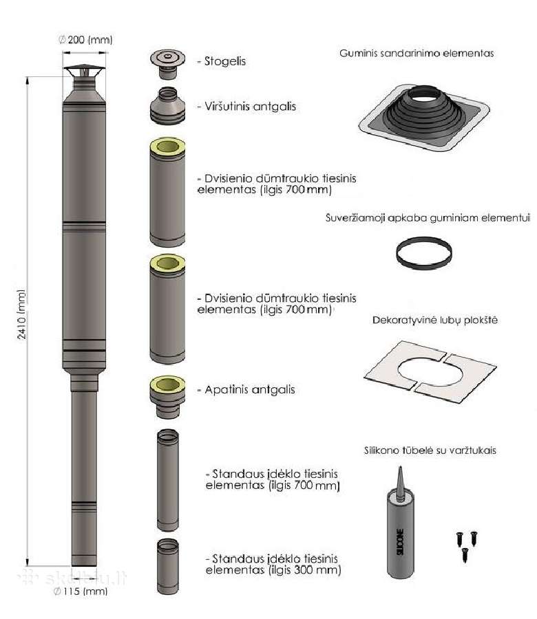 Pirties Kamino komplektas 2.4m šiltintas - nuotraukos Nr. 3