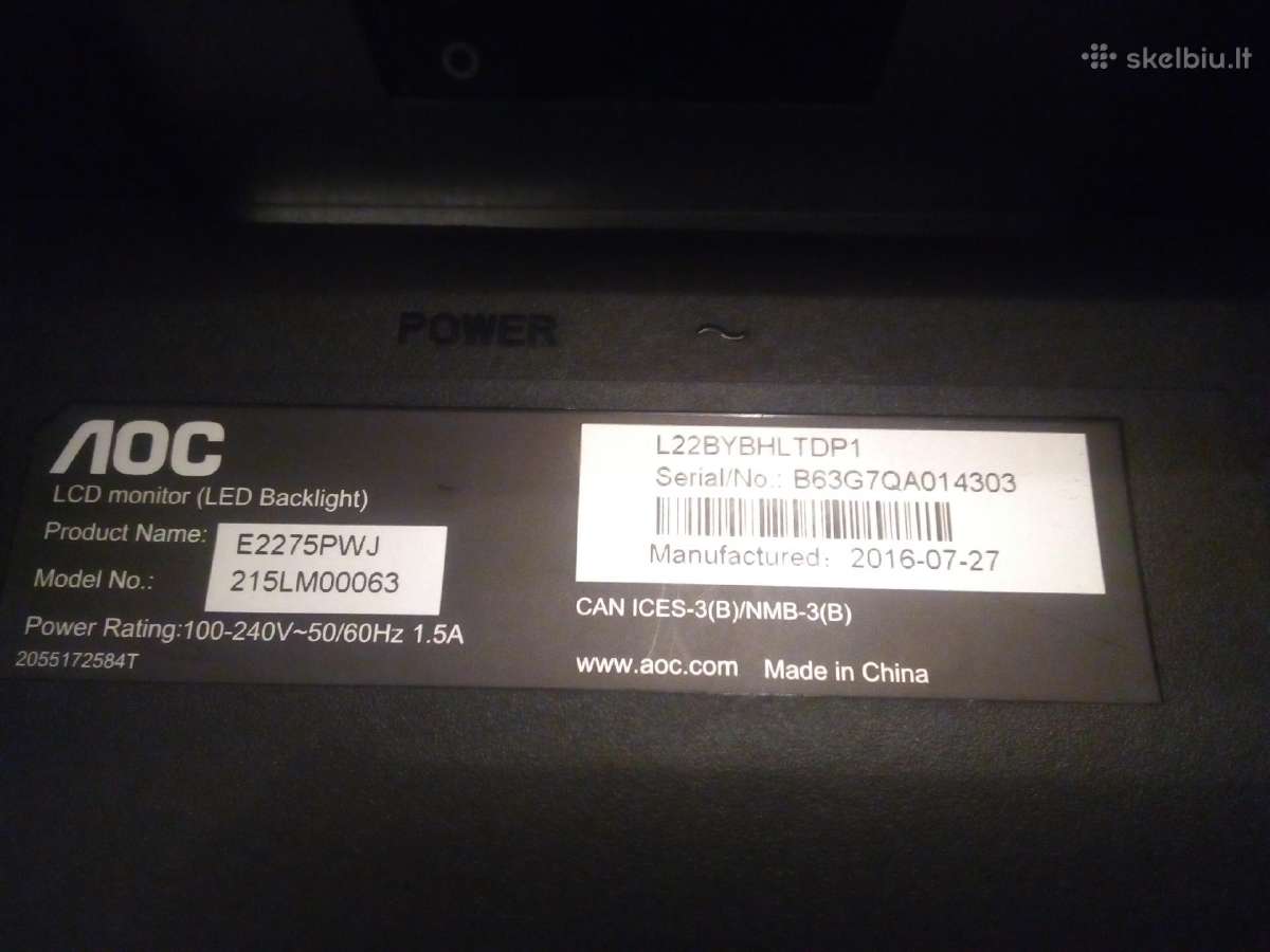 22" Aoc su Hdmi ir garsiakalbiais - nuotraukos Nr. 5
