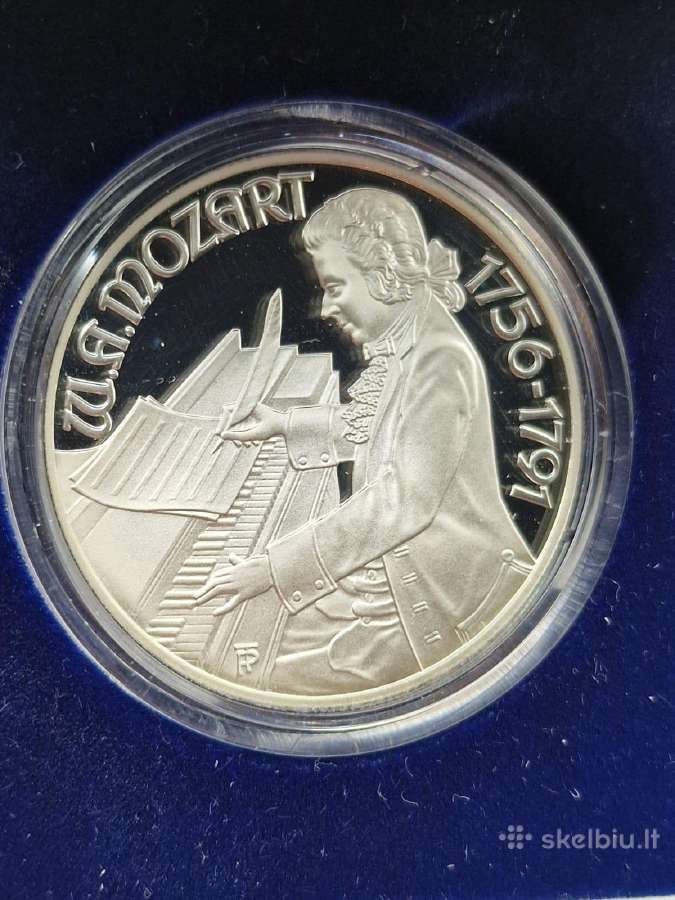 100 šilingų, 1991 m., Mocartas, Austrija, Ag 900 - nuotraukos Nr. 2