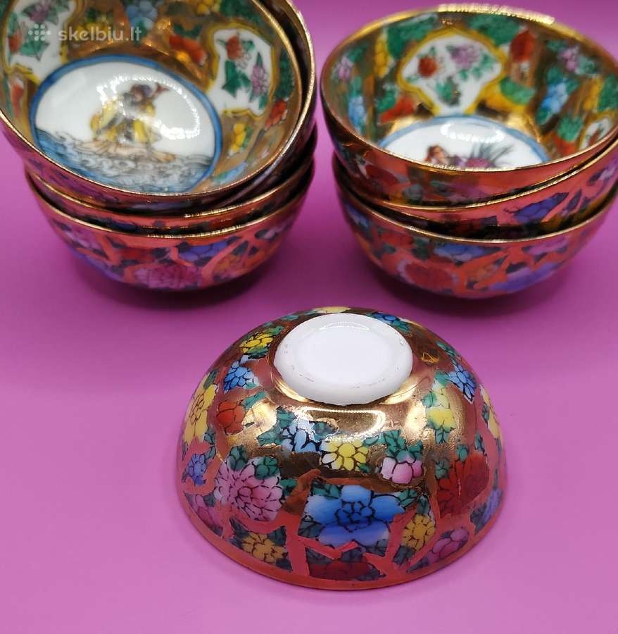 Porceliano puodeliai, arbatos /sake pialos 8 vnt. - nuotraukos Nr. 8