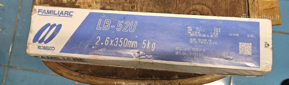 Suvirinimo elektrodai Kobelco Familiarc Lb-52u 2.6