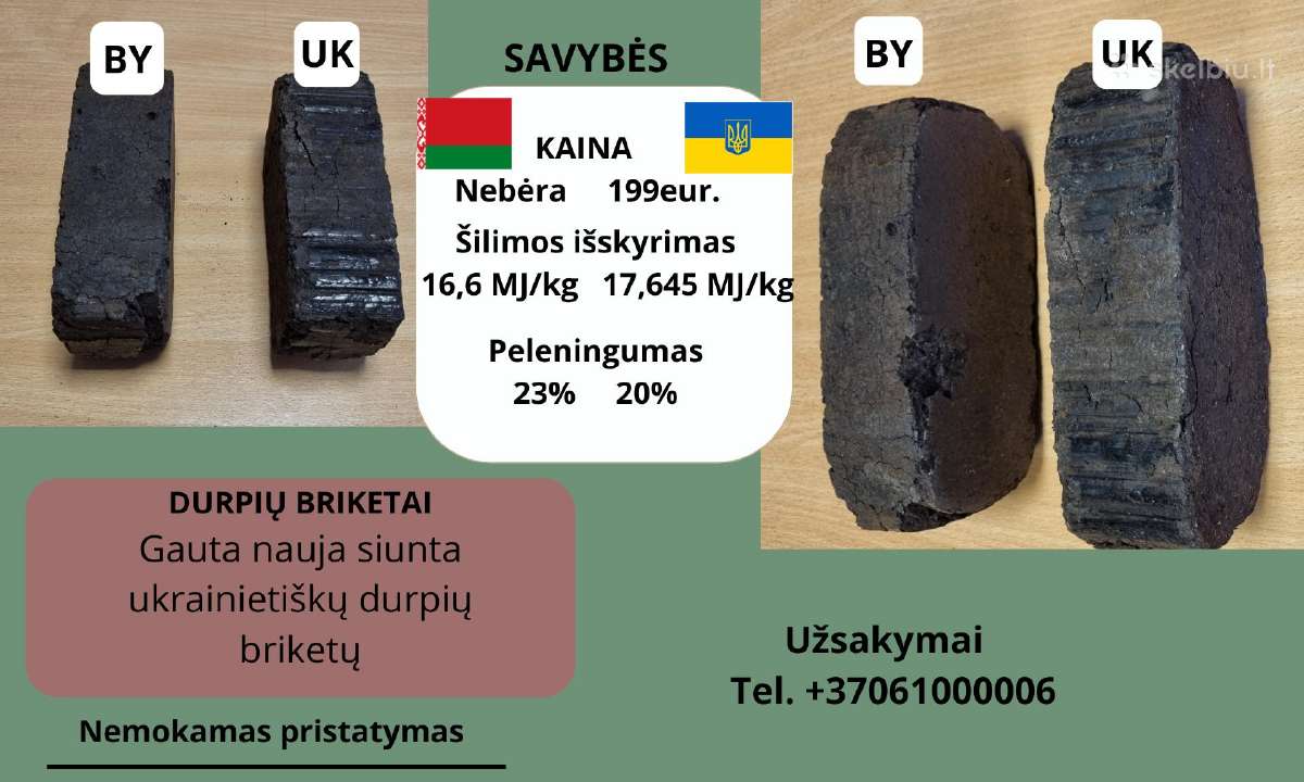 Ukrainietiški durpių briketai, malkos - nuotraukos Nr. 2