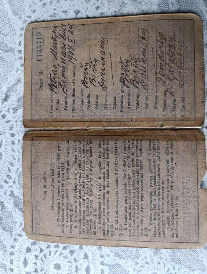 1929m.pasas Biržų valsčius - nuotraukos Nr. 2