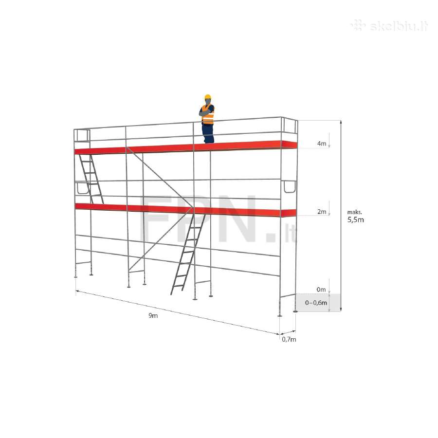 Naudotų fasadinių pastolių komplektas 50m2