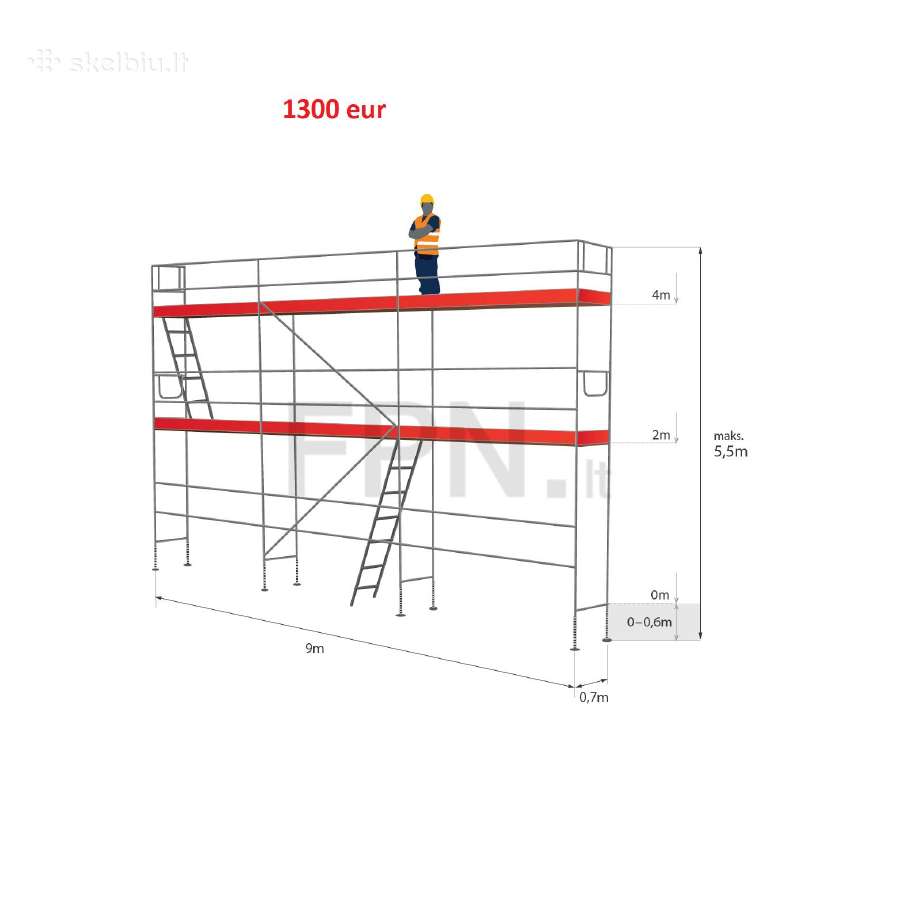Naudoti fasadiniai pastoliai 35m2 - nuotraukos Nr. 2