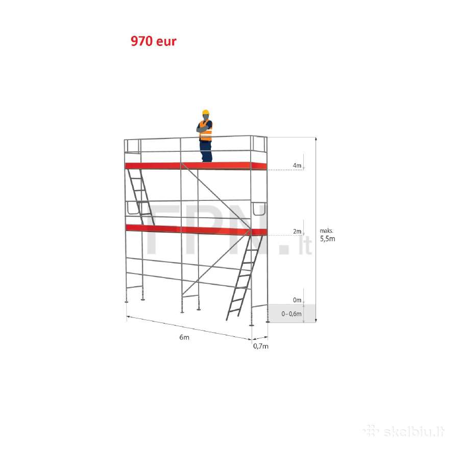 Fasadiniai pastoliai 37m2 12 x 2m - nuotraukos Nr. 2