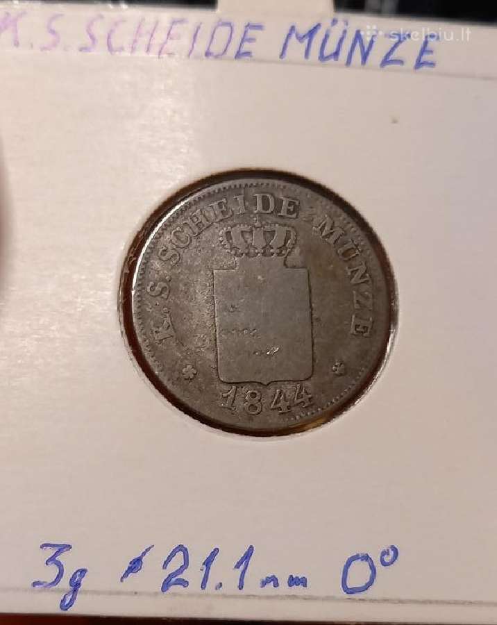 Vokietija- Saksonija 1844 2grašiai/20pf (sidabras) - nuotraukos Nr. 2