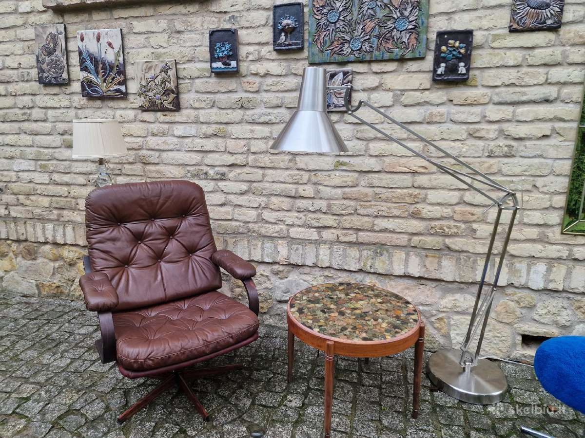 Vintažinis mid century odinis fotelis - nuotraukos Nr. 10