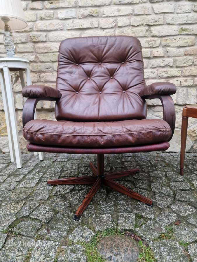 Vintažinis mid century odinis fotelis - nuotraukos Nr. 11