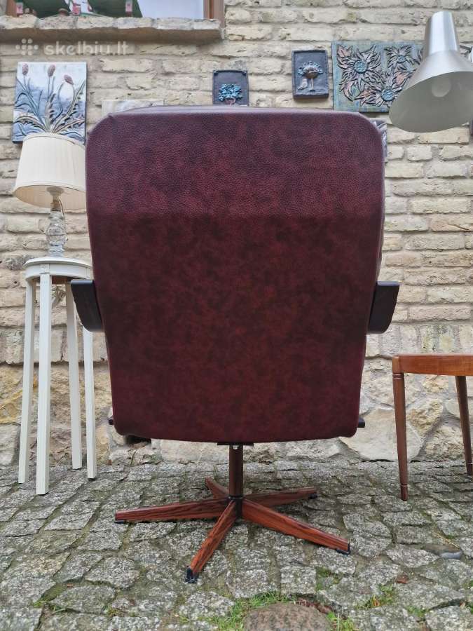 Vintažinis mid century odinis fotelis - nuotraukos Nr. 15