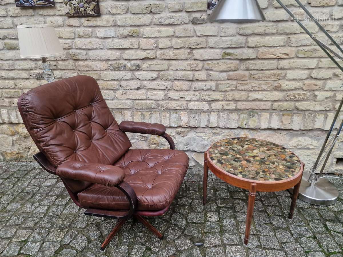 Vintažinis mid century odinis fotelis - nuotraukos Nr. 28