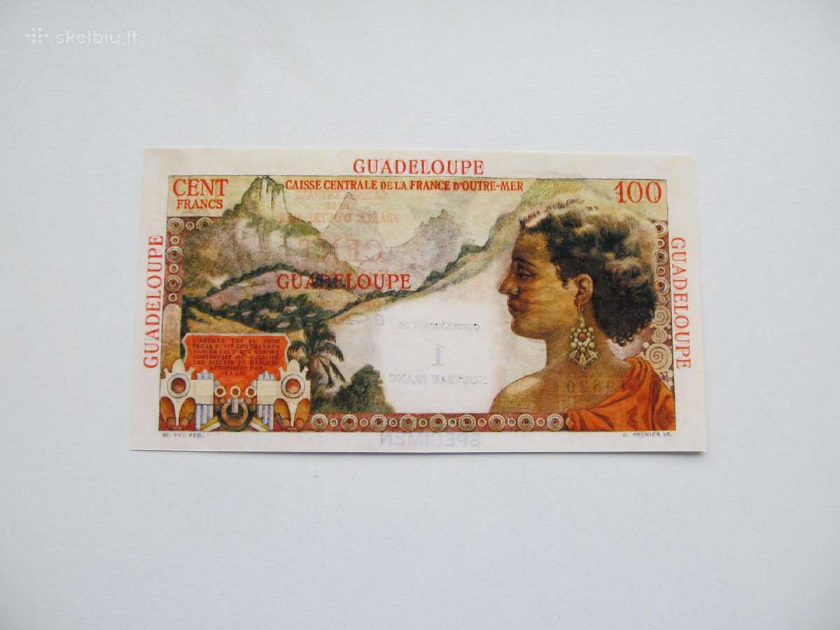 100 franku , Gvadelupa ,1960 - nuotraukos Nr. 2