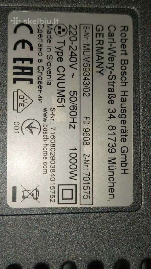 Bosch mum5 Siemens smulkintuvo indas - nuotraukos Nr. 5