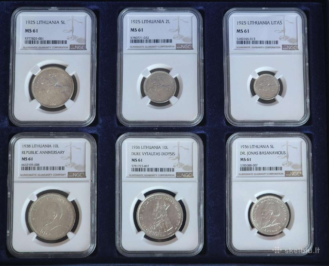 Smetoninių monetų kolekcija 1925-1938 m. Ngc
