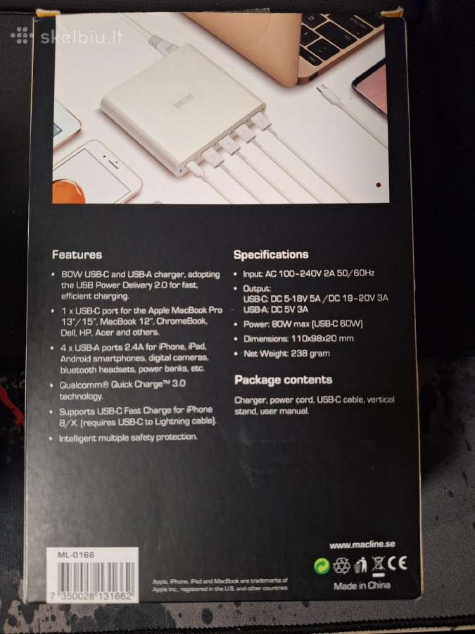 Usb-c & Usb-a 5-port Multicharger 80w - nuotraukos Nr. 4