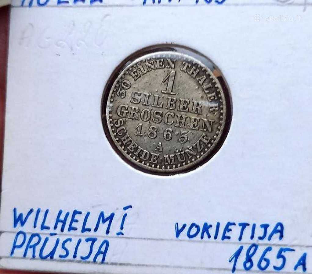Vokietija- Prūsija 1865 A 1 grašis (sidabras)