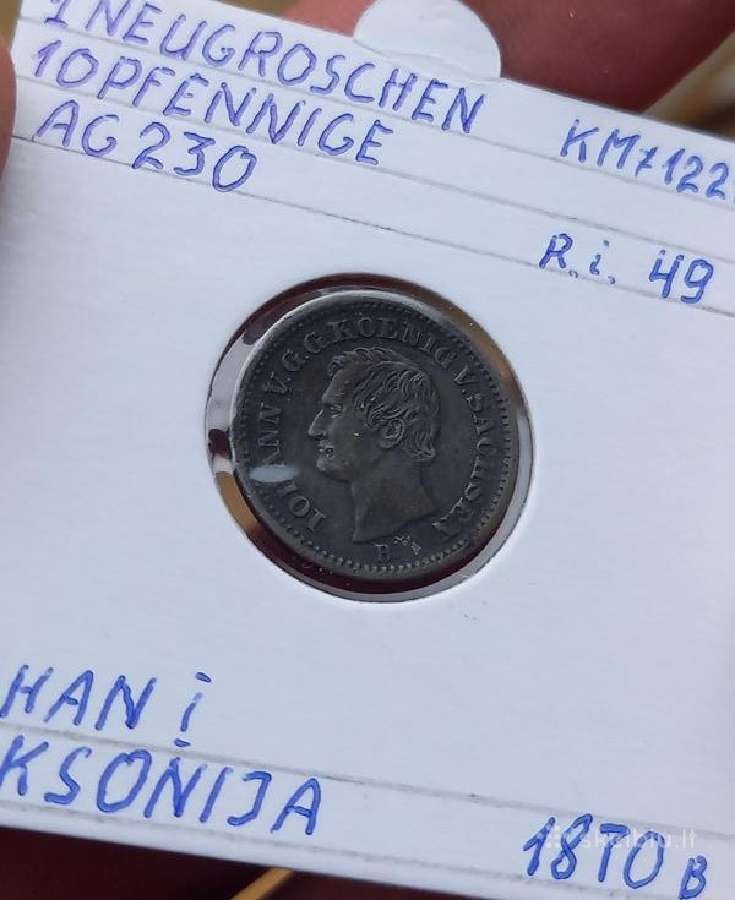 Vokietija- Saksonija 1 1870 B grašis (sidabras)
