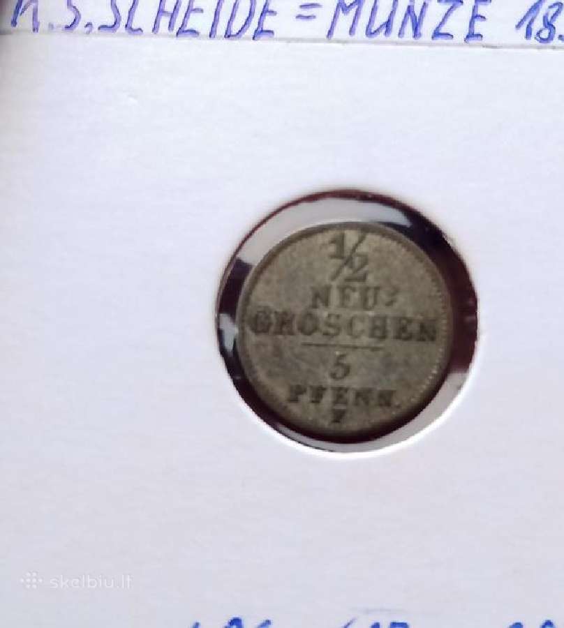 Vokietija- Saksonija 1856 1/2grašio/5pf (sidabras) - nuotraukos Nr. 2