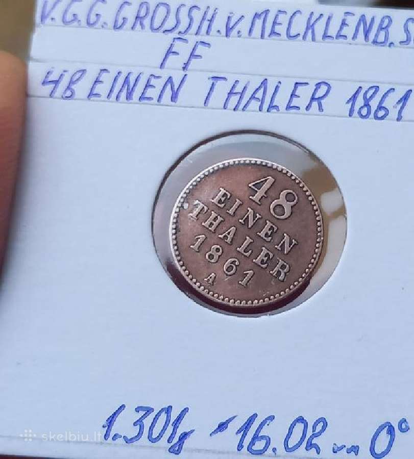 Vokiet- Meklenburg-šverin 1861 1/48taler (sidabr)