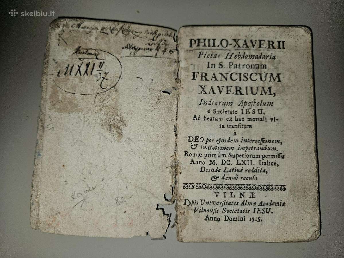 Antikvarinė knygelė 1715 Vilniaus universitetas