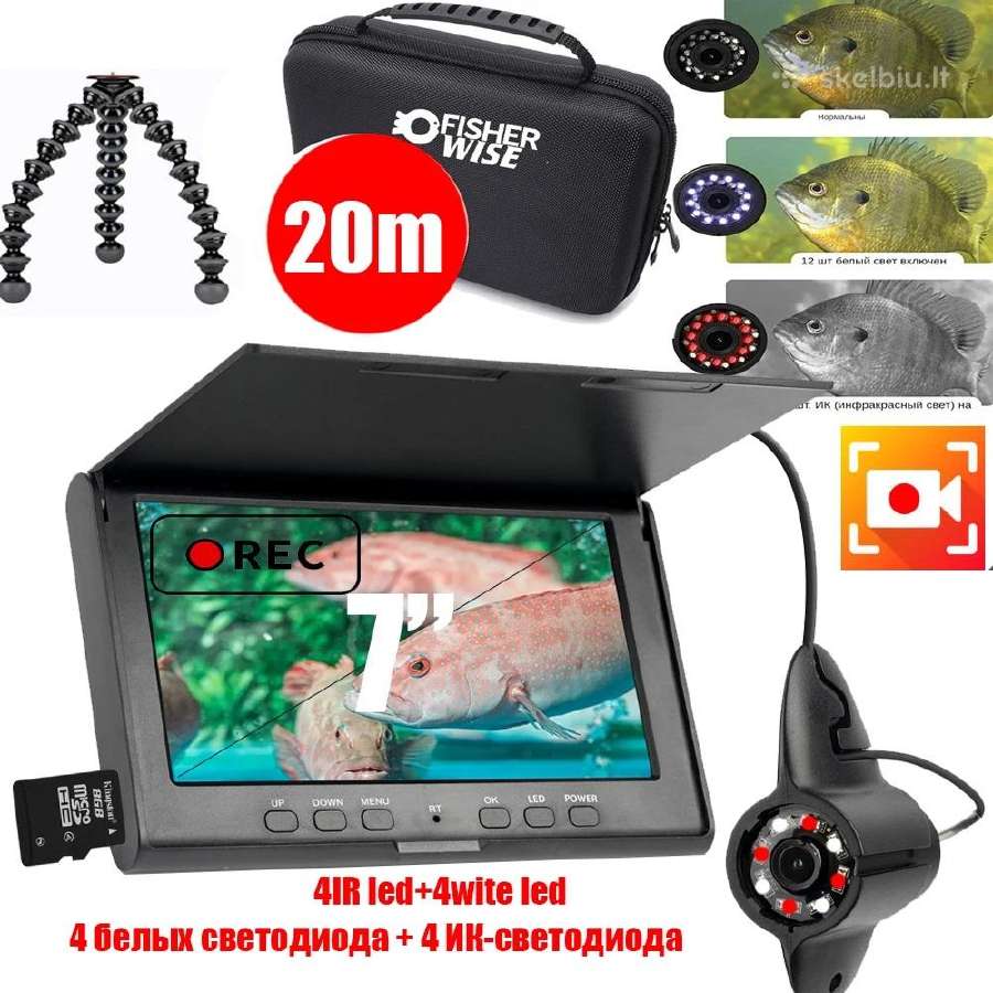 Povandenine kamera ir monitorius 7 žvejybai Rec
